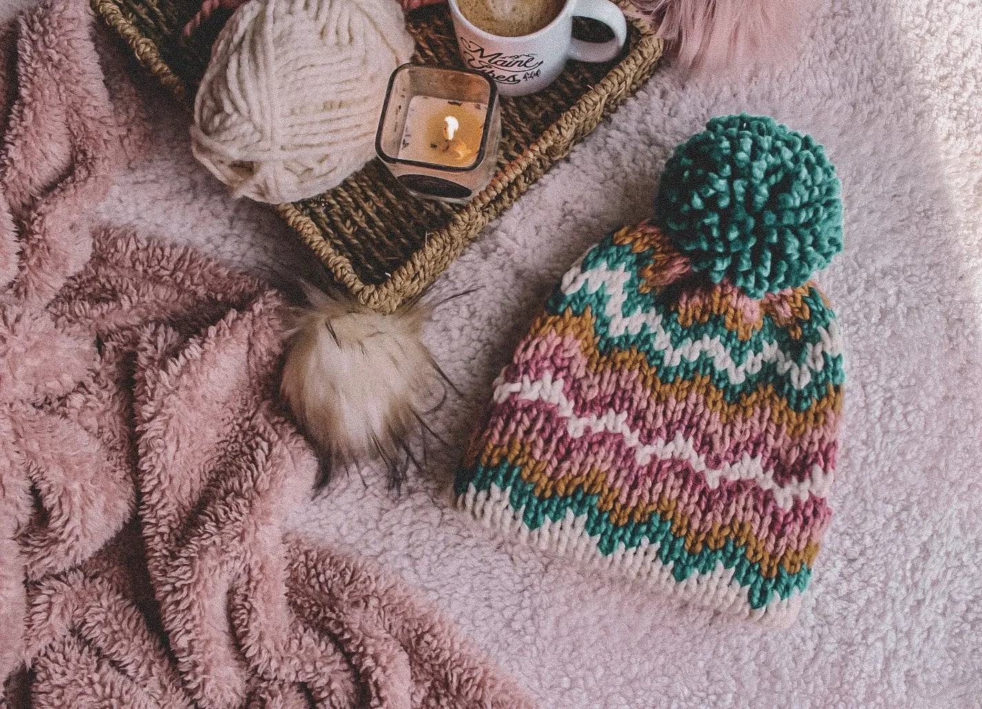 Adult Knitted Fair Isle Double Brim Beanie with Pom Pom // The Katahdin