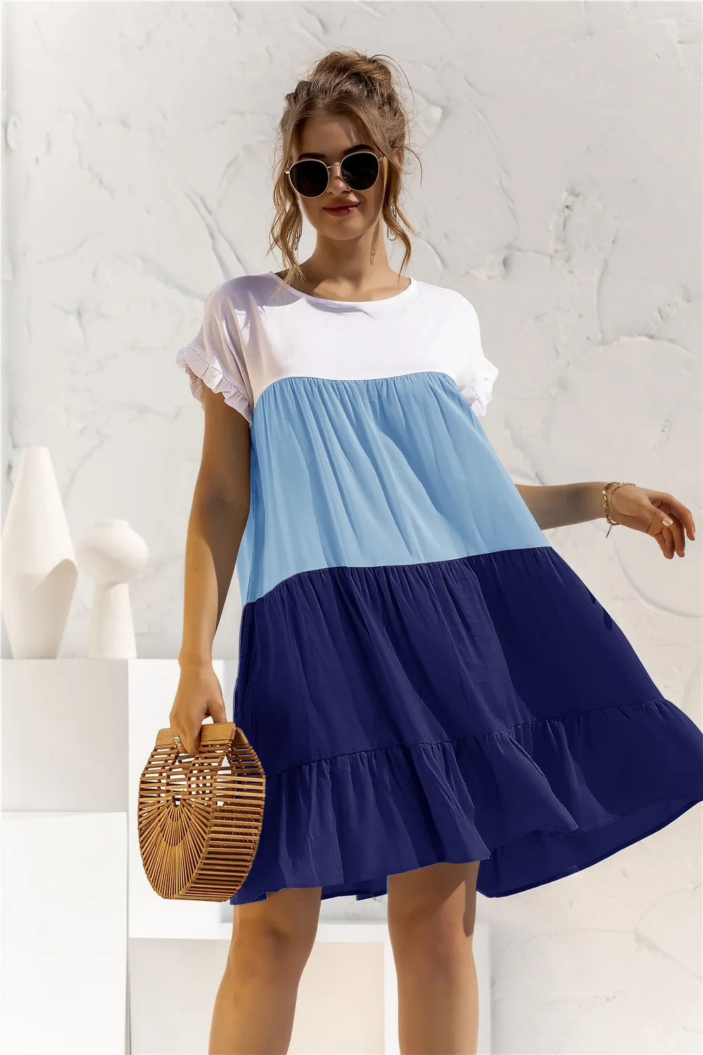 *APP EXCLUSIVE* Colorblock Tiered Babydoll Dress