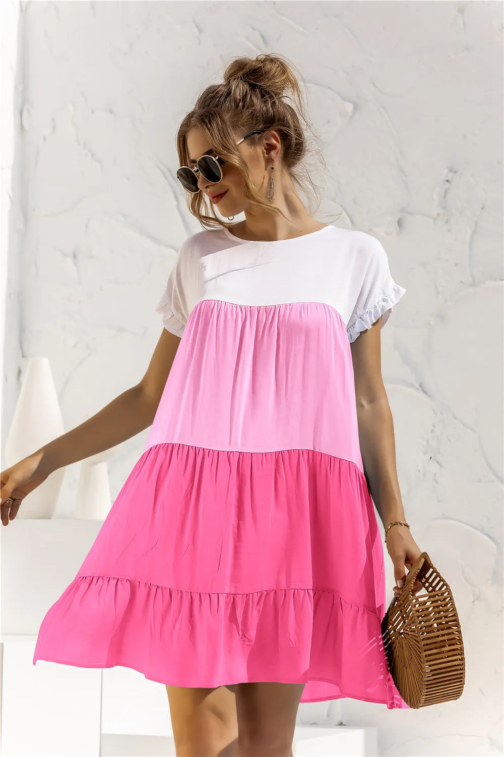 *APP EXCLUSIVE* Colorblock Tiered Babydoll Dress