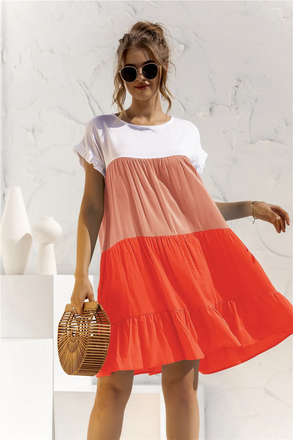 *APP EXCLUSIVE* Colorblock Tiered Babydoll Dress