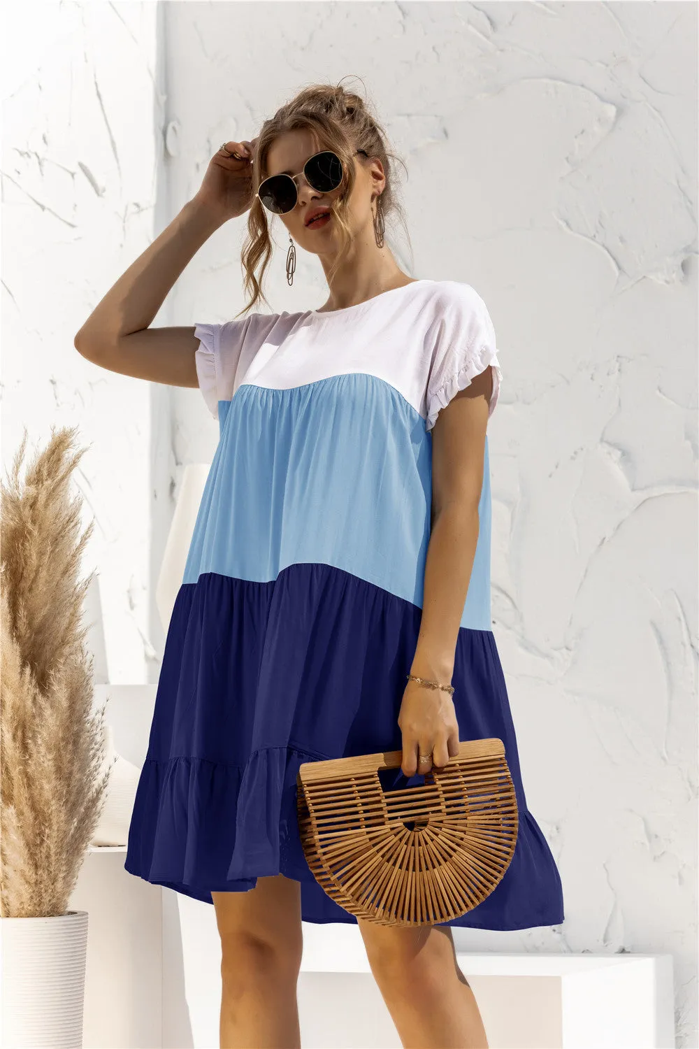 *APP EXCLUSIVE* Colorblock Tiered Babydoll Dress