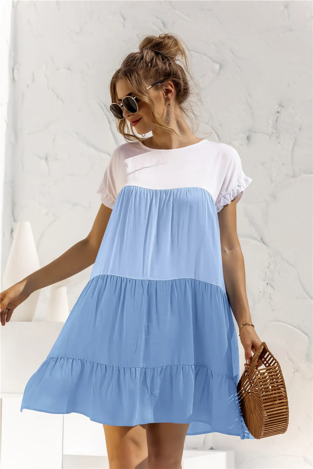 *APP EXCLUSIVE* Colorblock Tiered Babydoll Dress