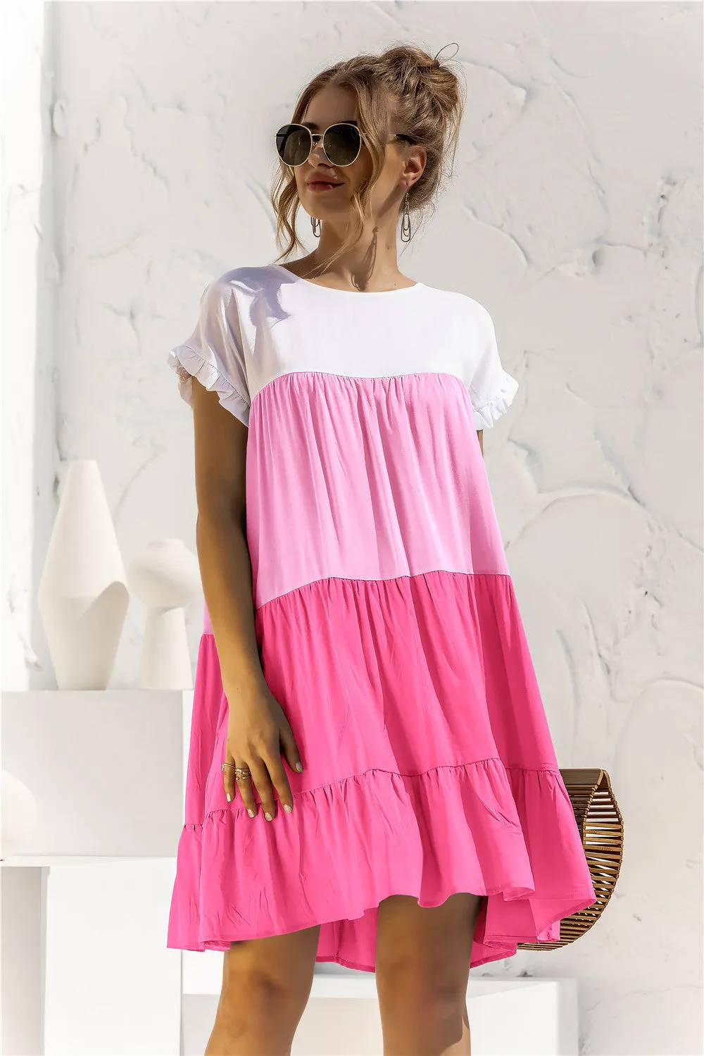 *APP EXCLUSIVE* Colorblock Tiered Babydoll Dress