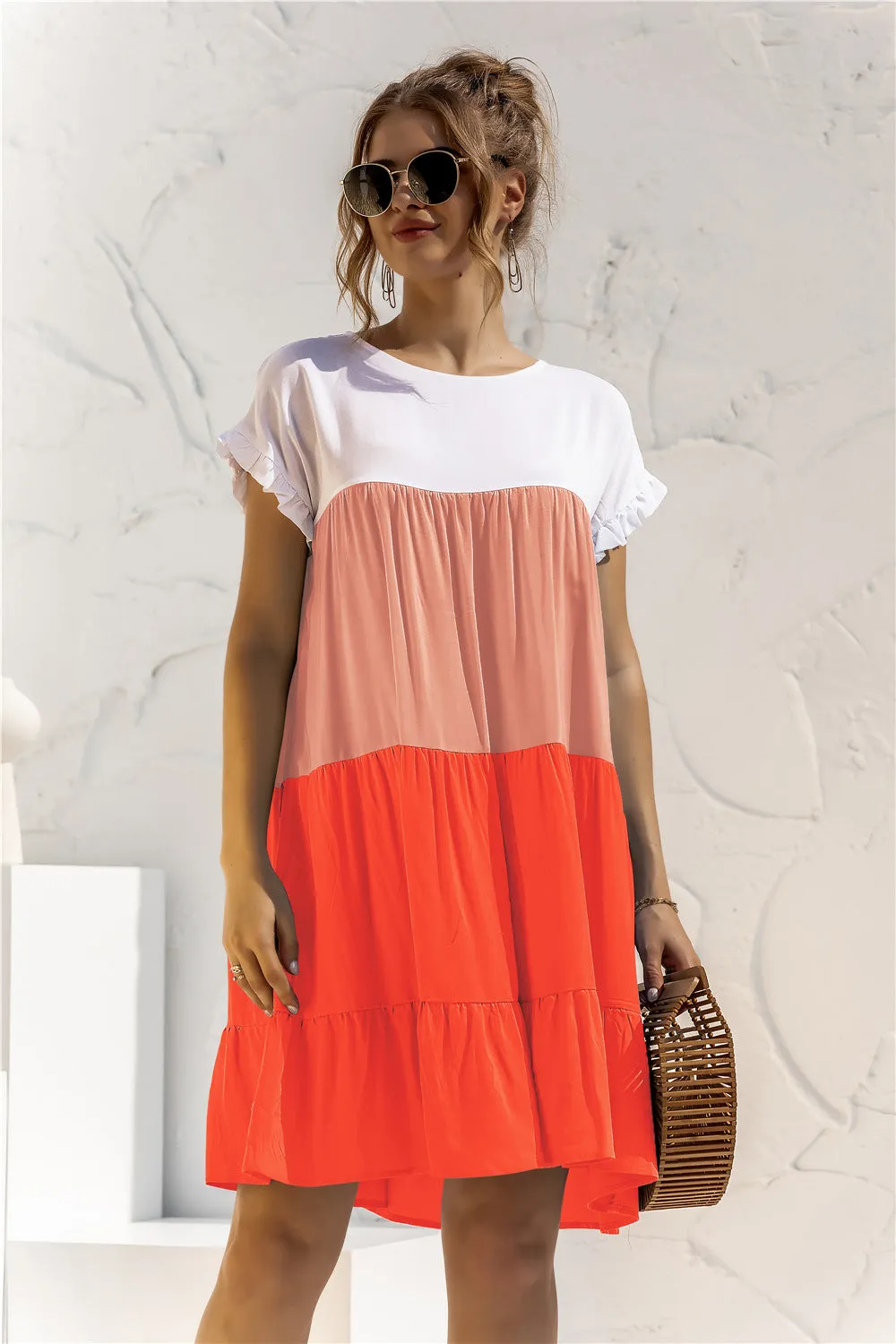 *APP EXCLUSIVE* Colorblock Tiered Babydoll Dress