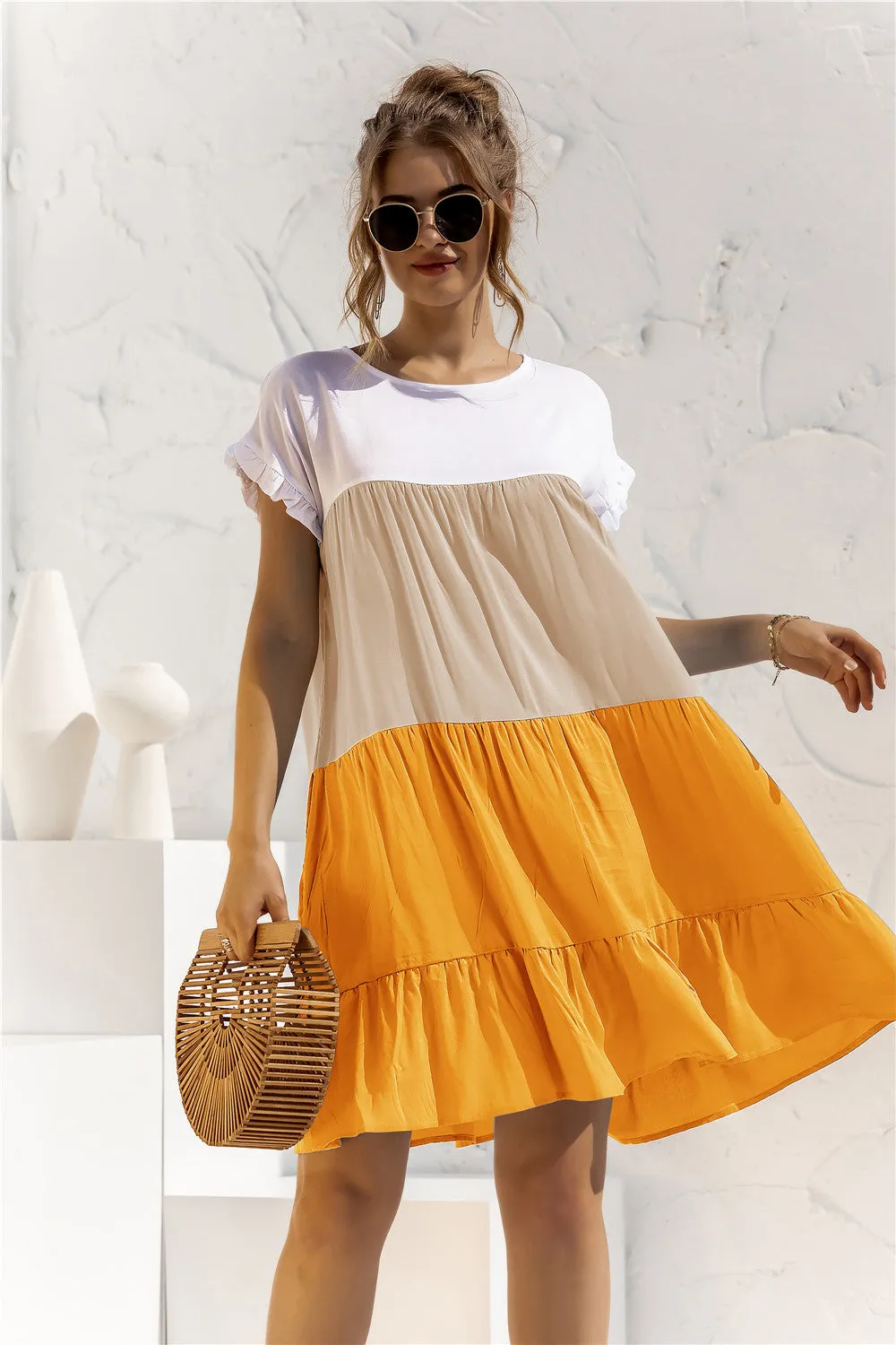 *APP EXCLUSIVE* Colorblock Tiered Babydoll Dress