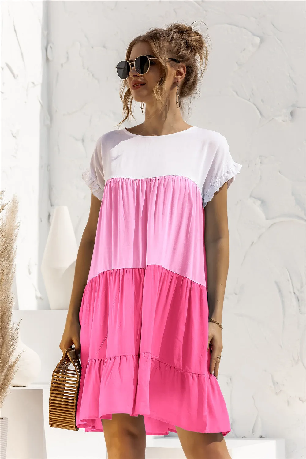 *APP EXCLUSIVE* Colorblock Tiered Babydoll Dress