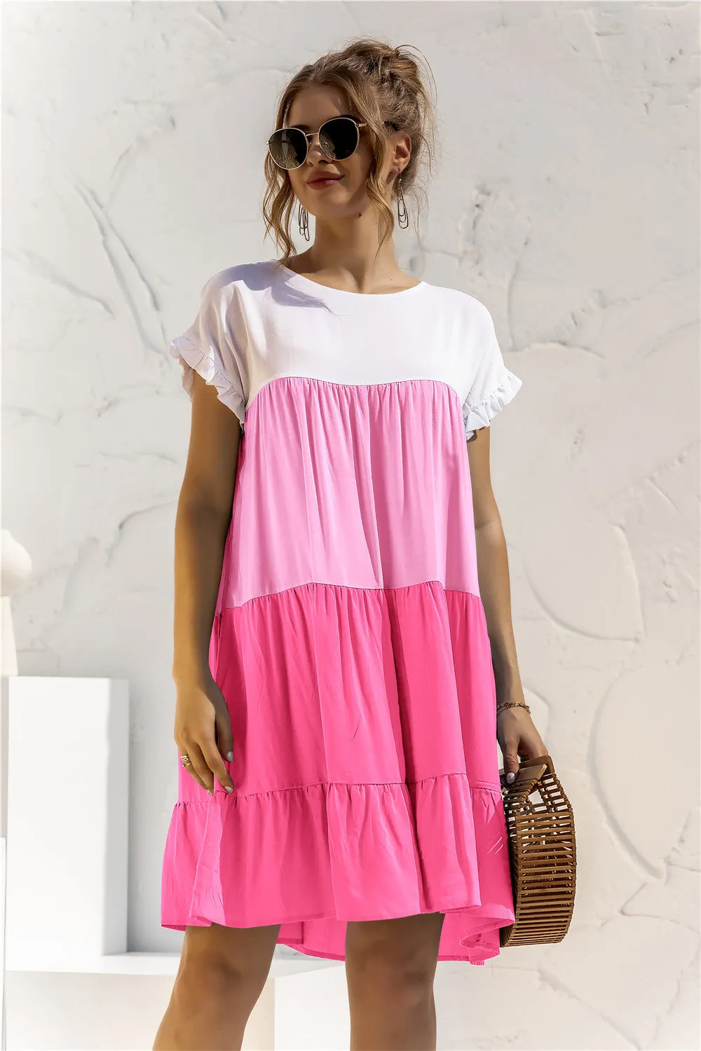 *APP EXCLUSIVE* Colorblock Tiered Babydoll Dress