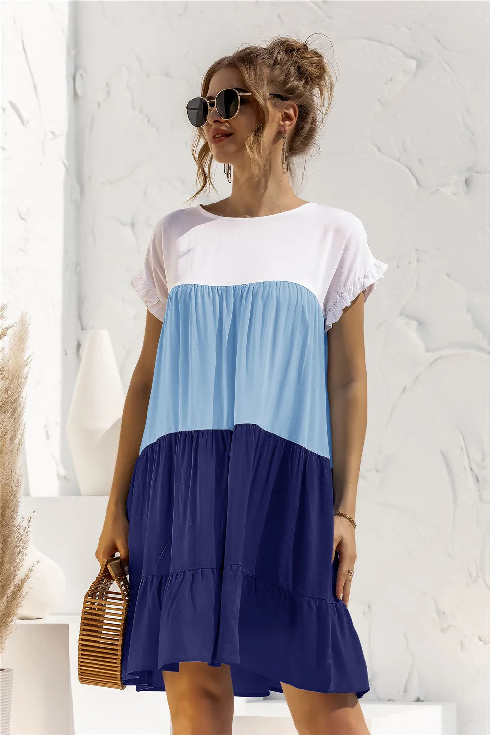 *APP EXCLUSIVE* Colorblock Tiered Babydoll Dress