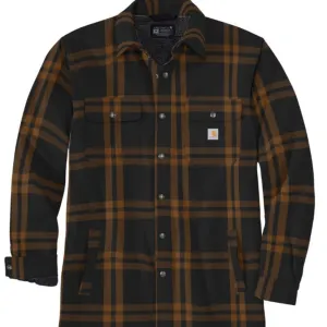 Carhartt Men's Relaxed Fit Flannel Sherpa-Lined Button-Down Snap Shirt Jac