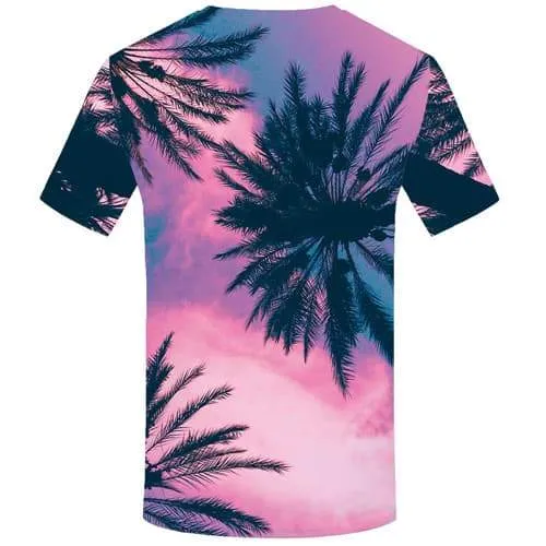 Coconut Tree T shirts Men Harajuku Shirt Print Cloud Tshirts Casual Beach Tshirt Printed Hawaii T shirts Funny Short Sleeve