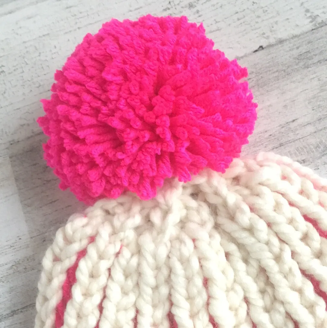 Cream & Pink - Beeline Beanie