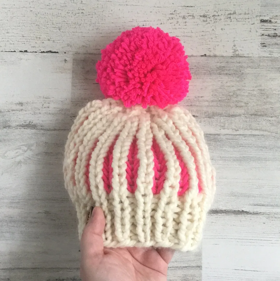 Cream & Pink - Beeline Beanie