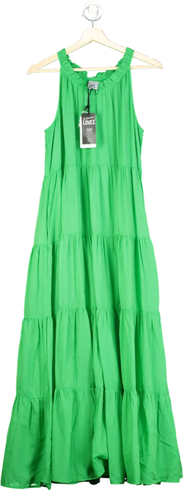 Eleven Loves Green Ruby Tiered Maxi Dress UK M/L