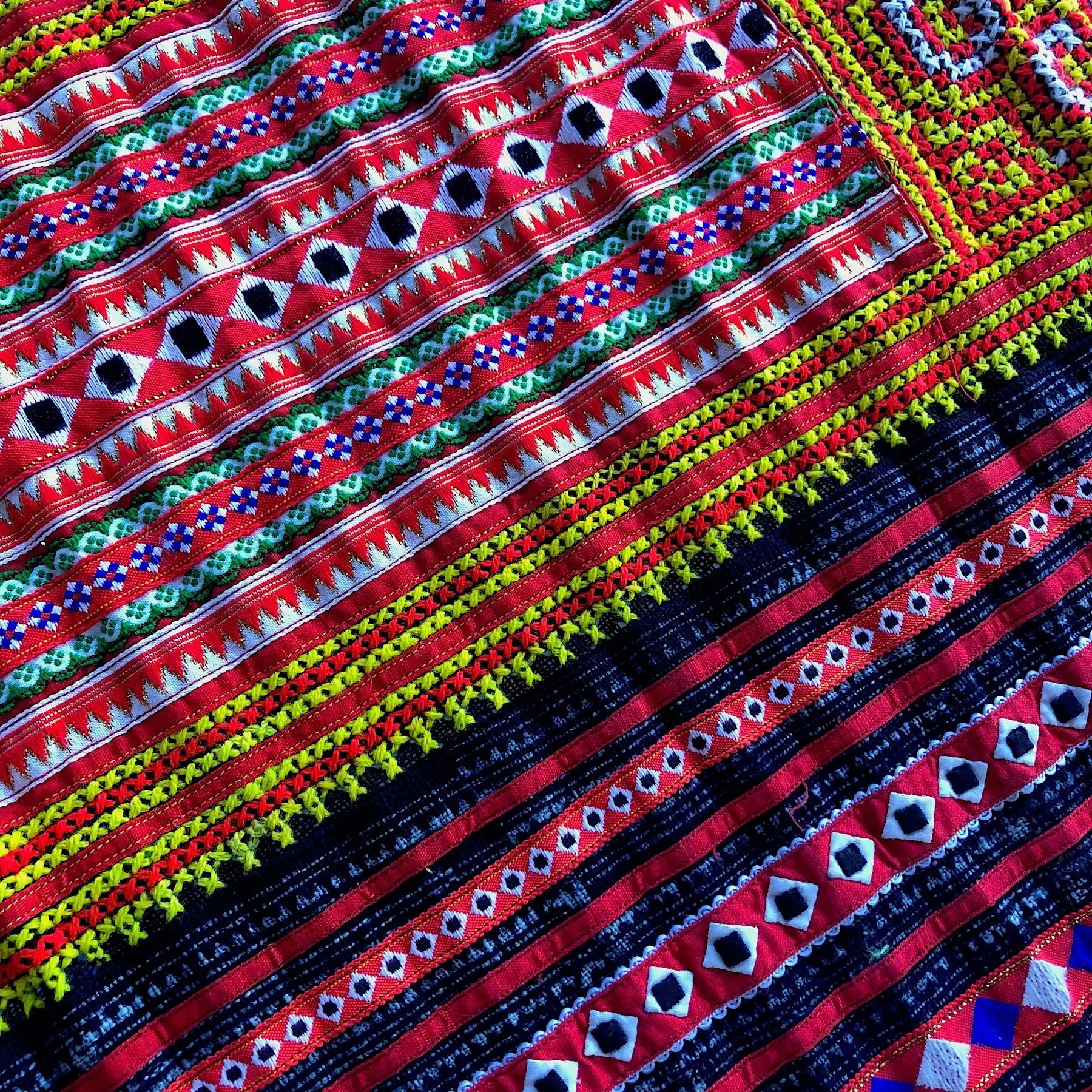 Embroidered Hmong Hemp Fabric - Table Runner