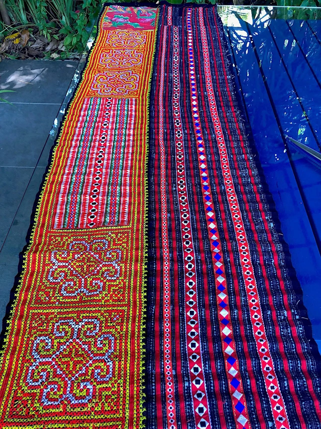 Embroidered Hmong Hemp Fabric - Table Runner