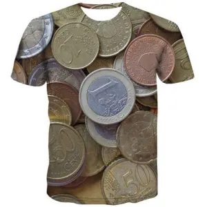 European Dollar T-shirt Men Money Tshirt Printed Metal Tshirt Anime Gothic Shirt Print Rock Tshirts Casual Short Sleeve T shirts