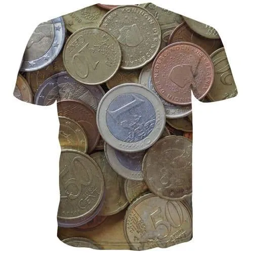 European Dollar T-shirt Men Money Tshirt Printed Metal Tshirt Anime Gothic Shirt Print Rock Tshirts Casual Short Sleeve T shirts