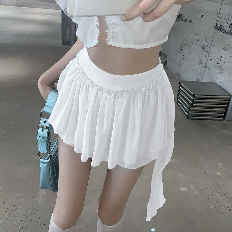 Layered Mesh Stylish Ruffle Mini Skirt