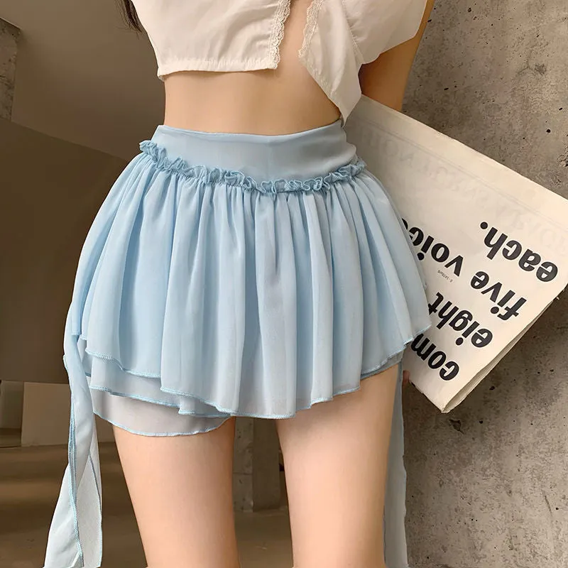 Layered Mesh Stylish Ruffle Mini Skirt