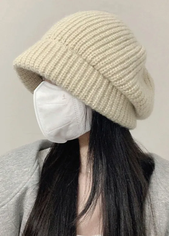 Loose Beige Cotton Knit Bonnie Hat