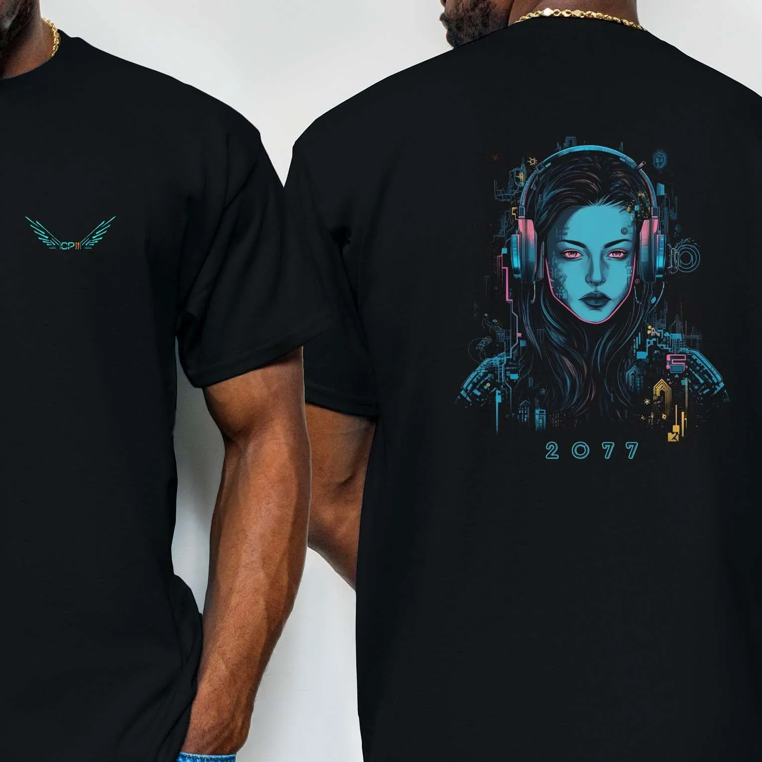 Netrunner Girl 2077 T-Shirt | T-Shirt für Gamer und Cyberpunk Fans