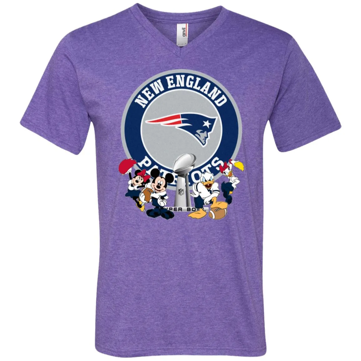 Nfl – New England Patriots Super Bowl 2019 Mickey Mouse Minnie Mouse Donald Duck Daisy Duck Football Men V-Neck T-Shirt