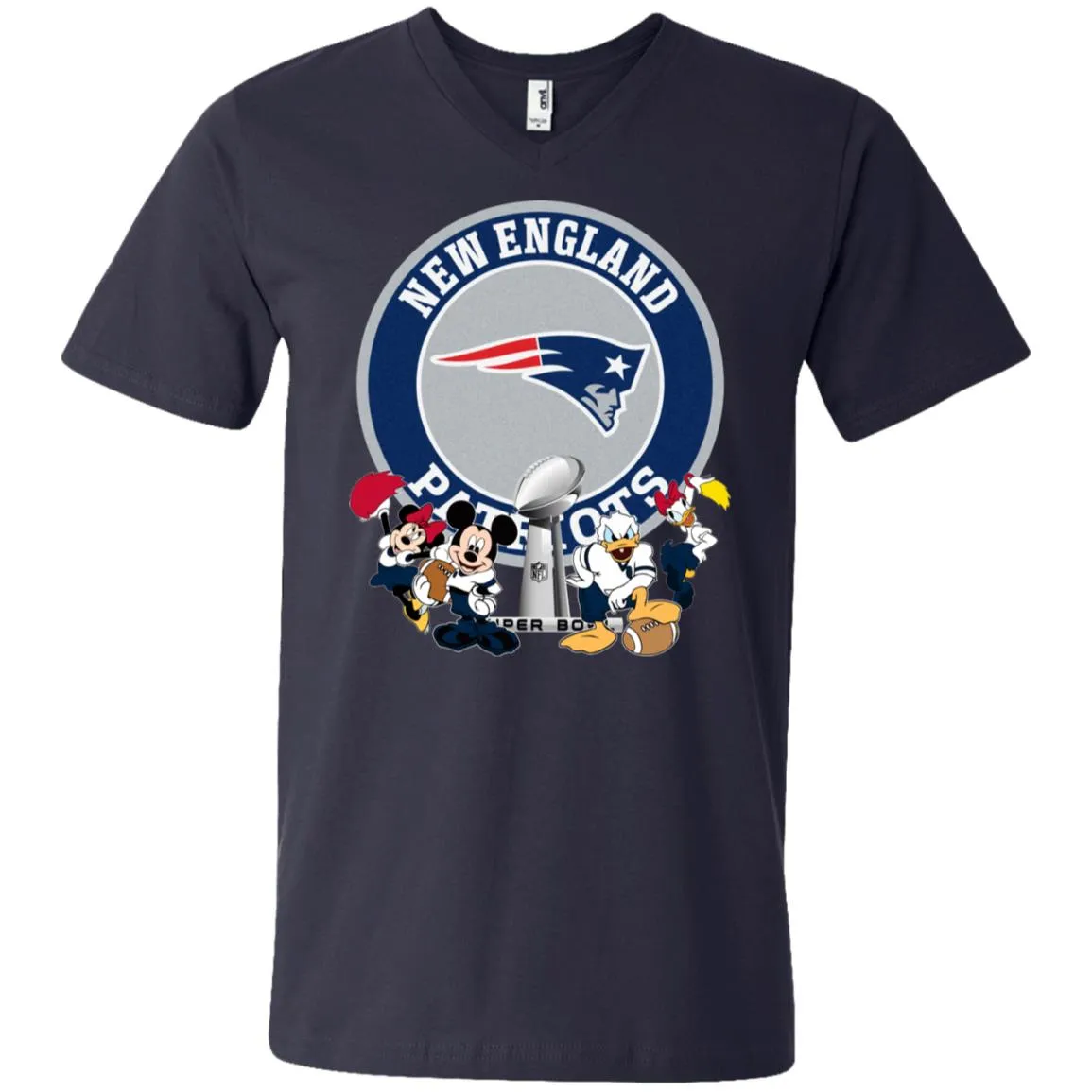 Nfl – New England Patriots Super Bowl 2019 Mickey Mouse Minnie Mouse Donald Duck Daisy Duck Football Men V-Neck T-Shirt