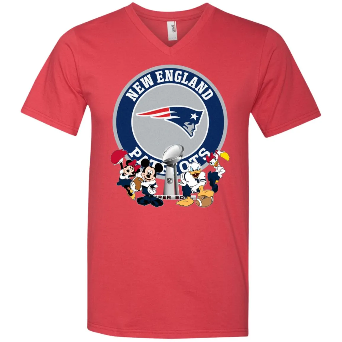 Nfl – New England Patriots Super Bowl 2019 Mickey Mouse Minnie Mouse Donald Duck Daisy Duck Football Men V-Neck T-Shirt