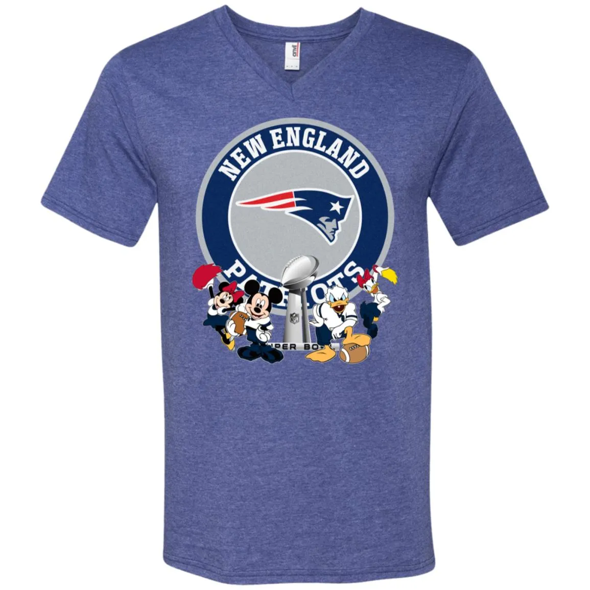 Nfl – New England Patriots Super Bowl 2019 Mickey Mouse Minnie Mouse Donald Duck Daisy Duck Football Men V-Neck T-Shirt