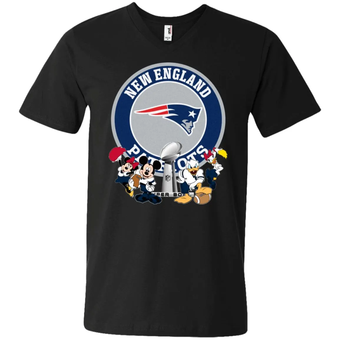 Nfl – New England Patriots Super Bowl 2019 Mickey Mouse Minnie Mouse Donald Duck Daisy Duck Football Men V-Neck T-Shirt