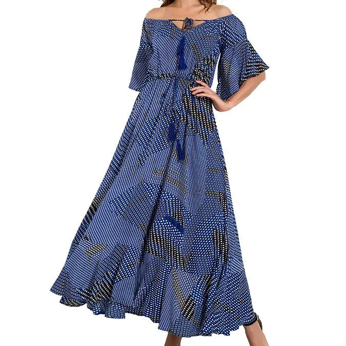 Off Shoulder Maxi Ruffle Long Dress