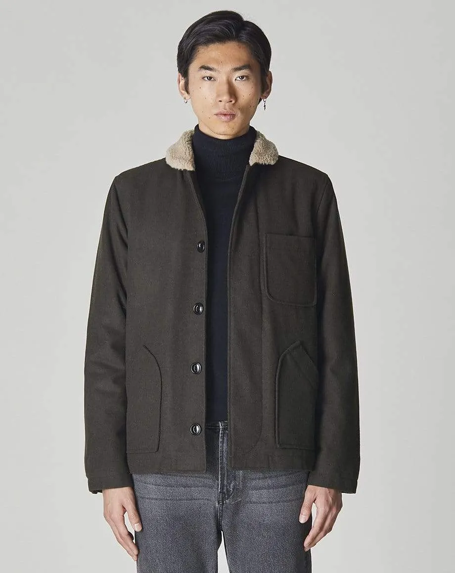 Porco Mens N1 Sherpa Collared Jacket | Khaki