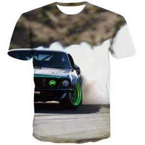 Racing Car T-shirt Men Metal Shirt Print City Tshirt Anime Gray T shirts Funny Retro Tshirts Novelty