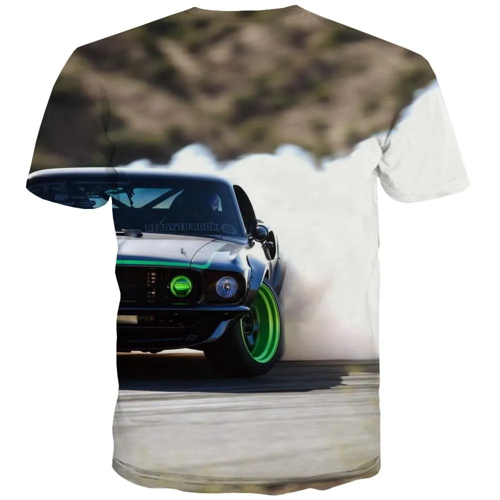 Racing Car T-shirt Men Metal Shirt Print City Tshirt Anime Gray T shirts Funny Retro Tshirts Novelty