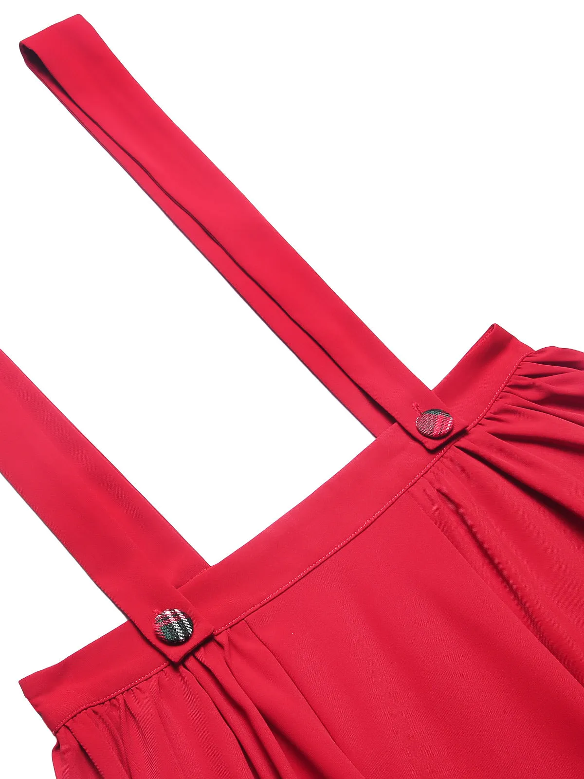 Red 1940s Solid Layered Suspender Skirt