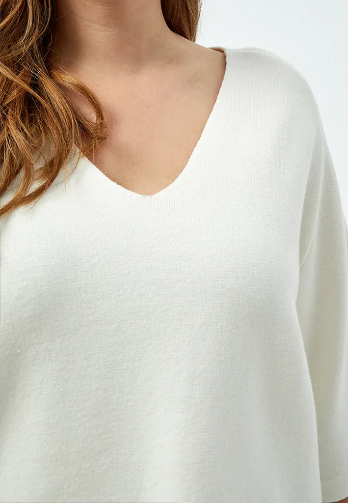 Rosalia Knit Pullover Curve - Cloud Dancer