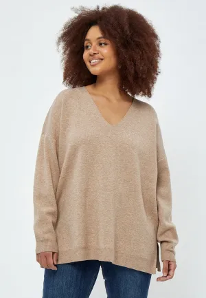 Rosalia Knit Pullover Curve - Warm Sand Melange