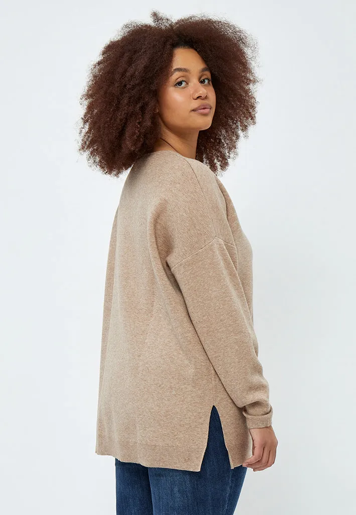 Rosalia Knit Pullover Curve - Warm Sand Melange