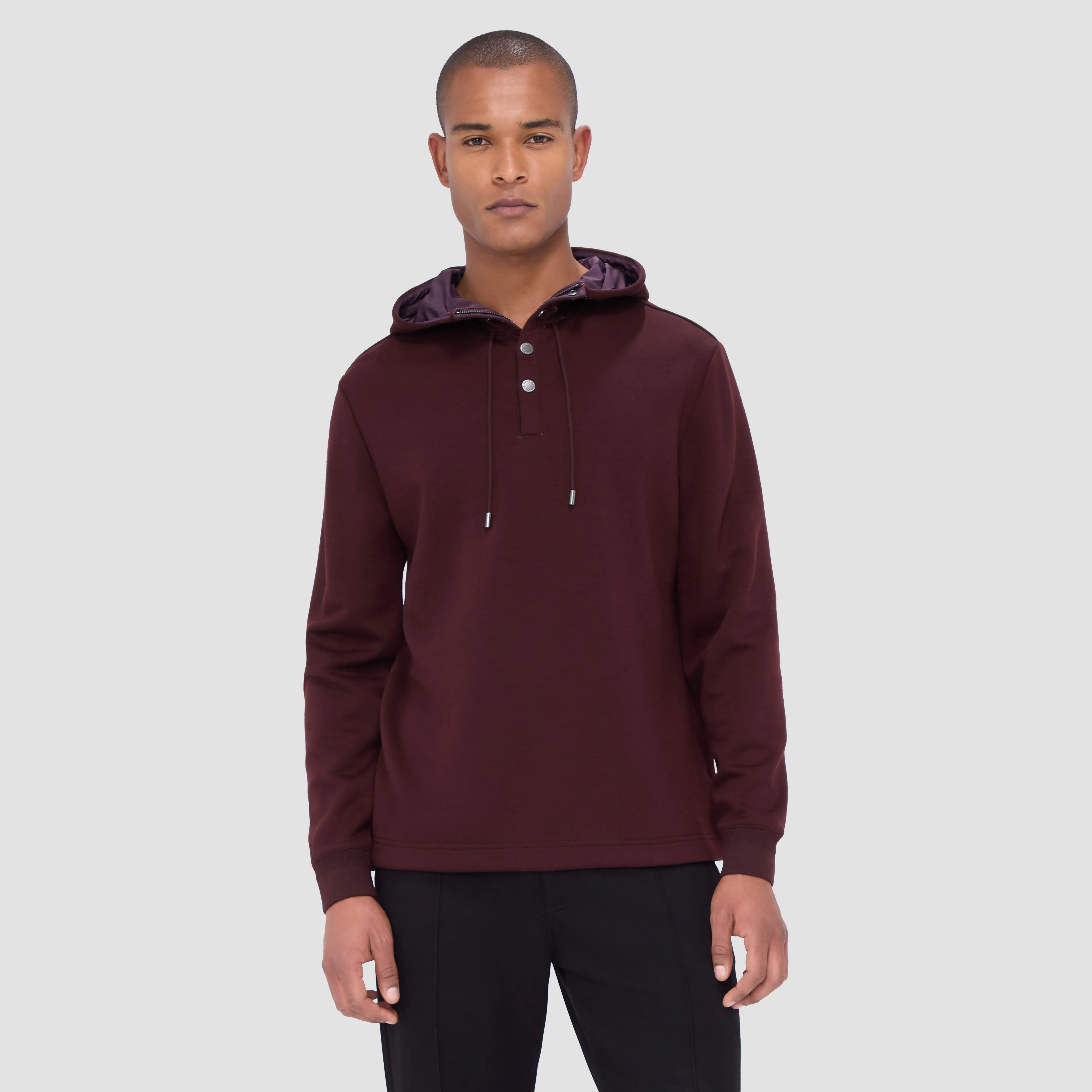 Solid Quarter-Zip Pullover Hoodie