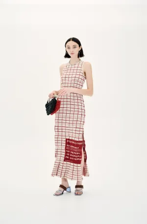 UME PLAID PRINT MAXI TANK DRESS