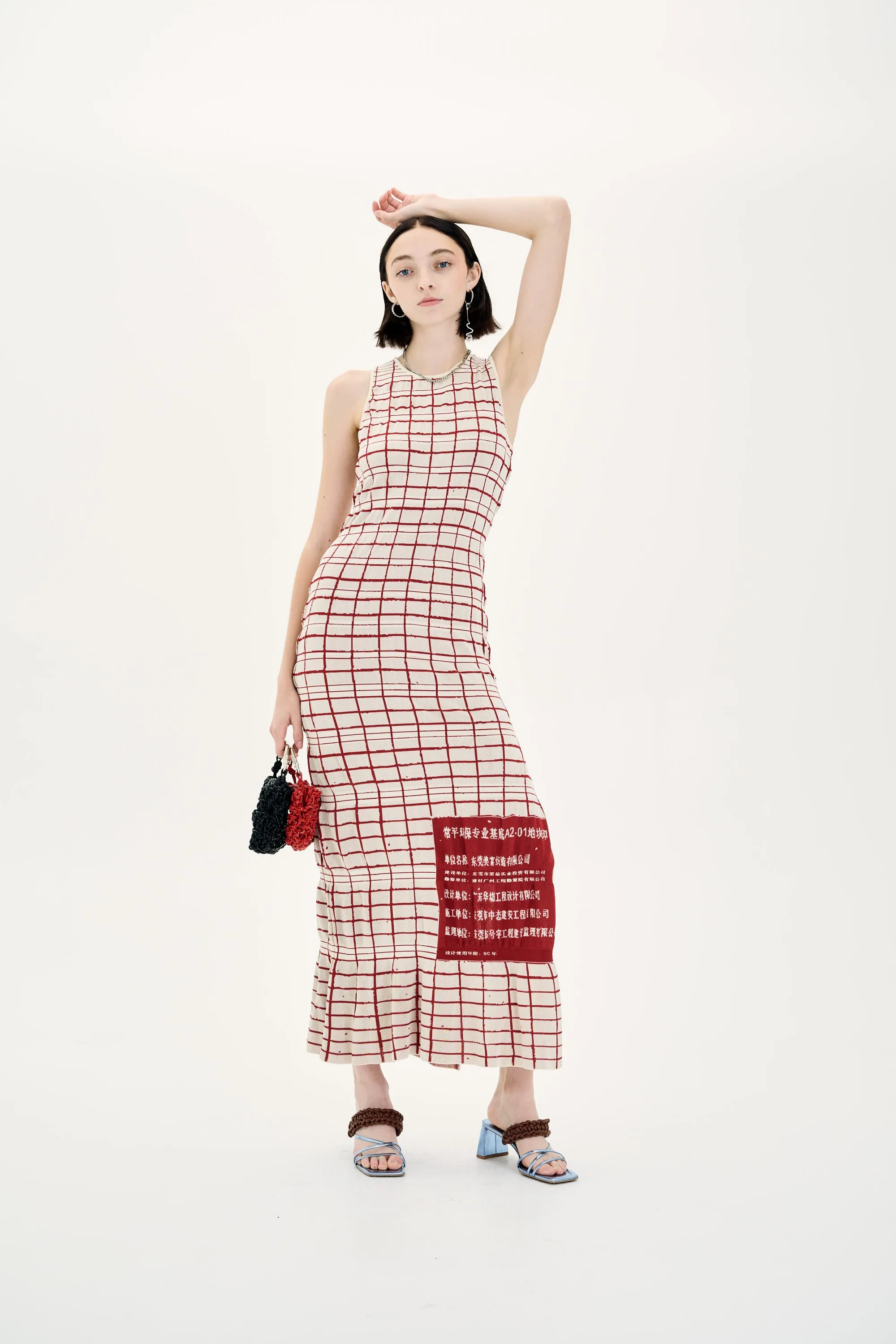 UME PLAID PRINT MAXI TANK DRESS