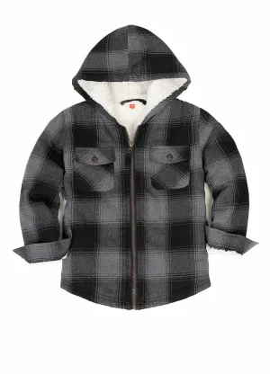 Unisex Sherpa-Lined Plaid Flannel Shacket for Toddler,Full Zip Up