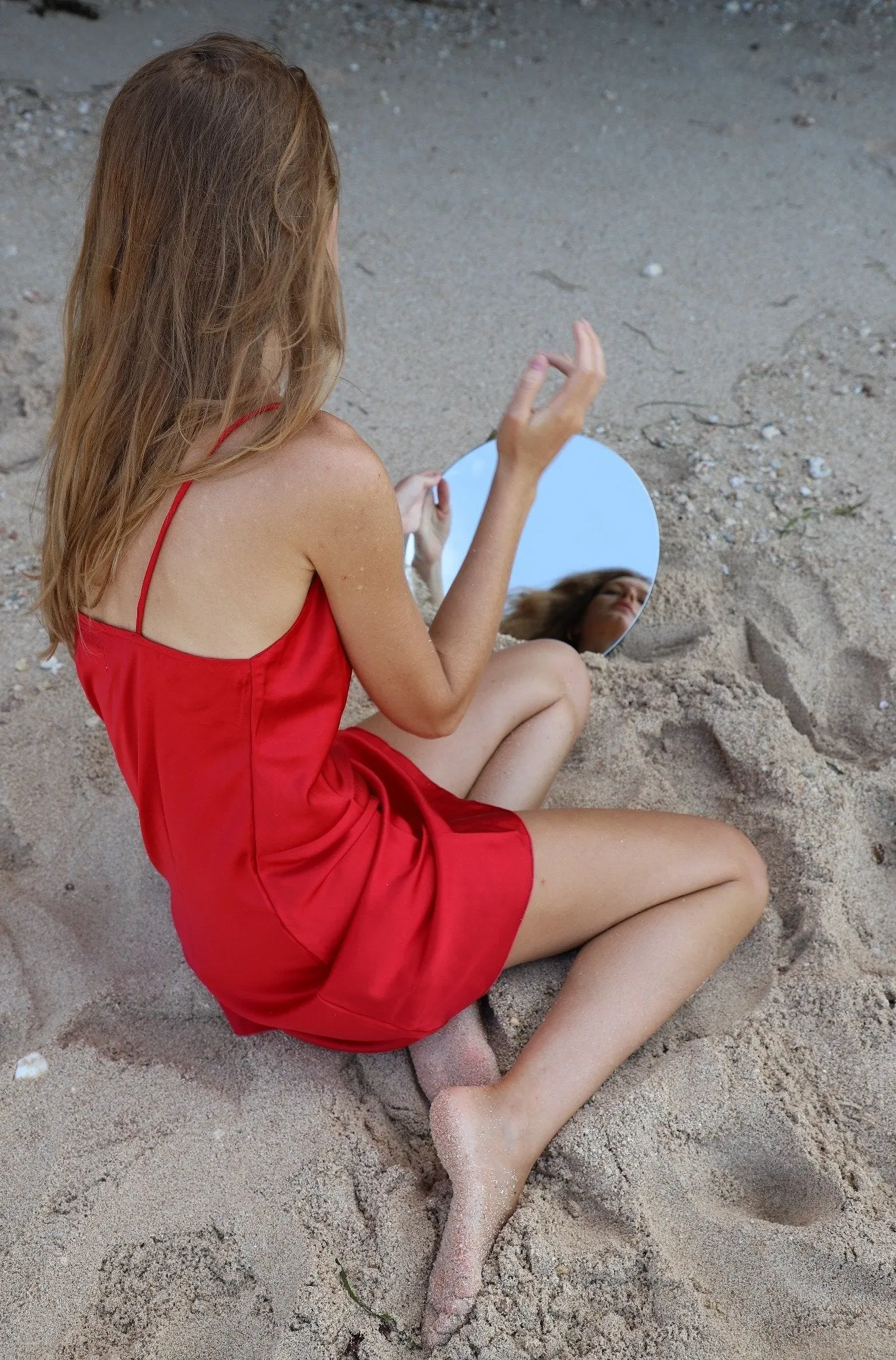 Upcycled Rose Red Slip Dress