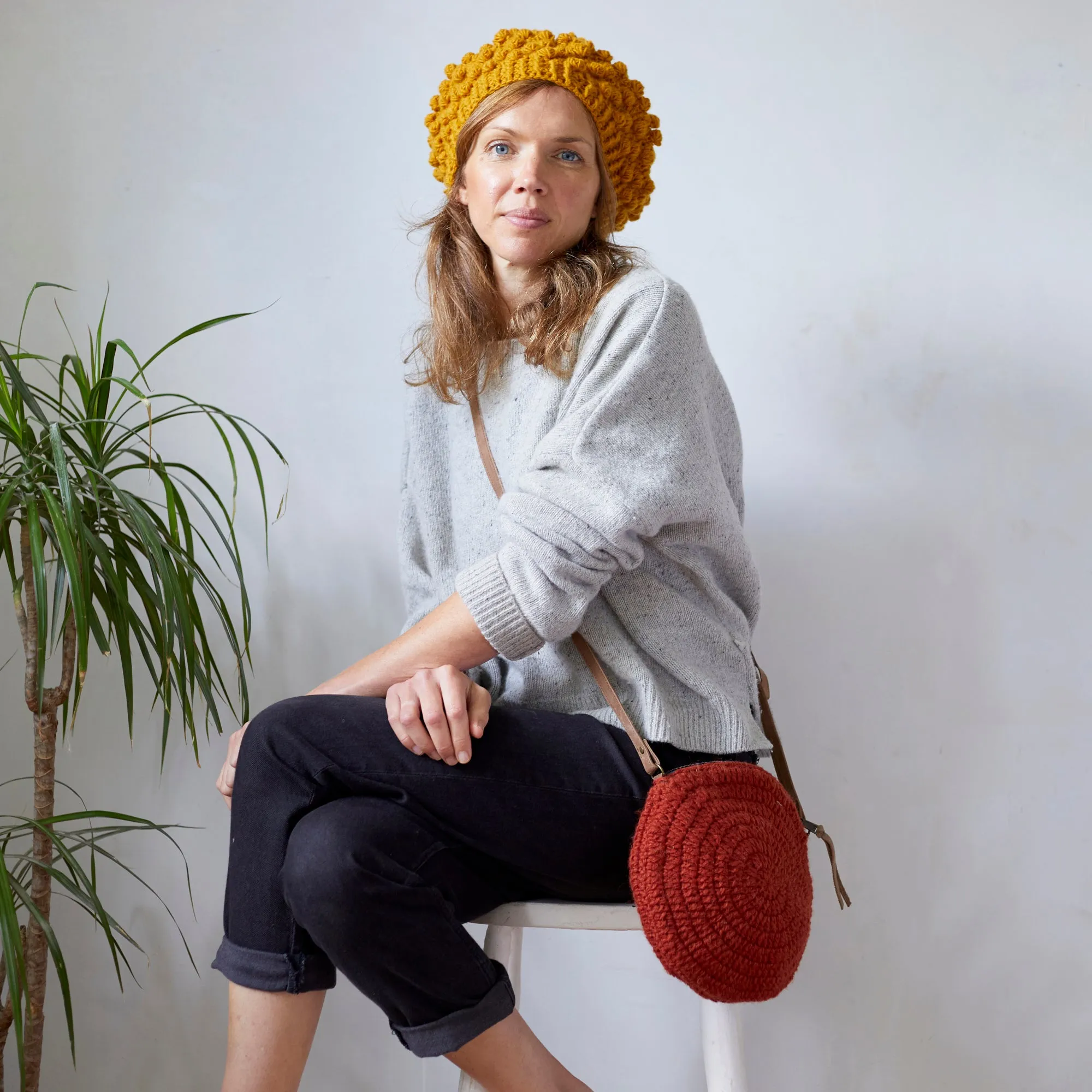 URJITA Boho Bobble Knit Wool Beret Hat (WS)