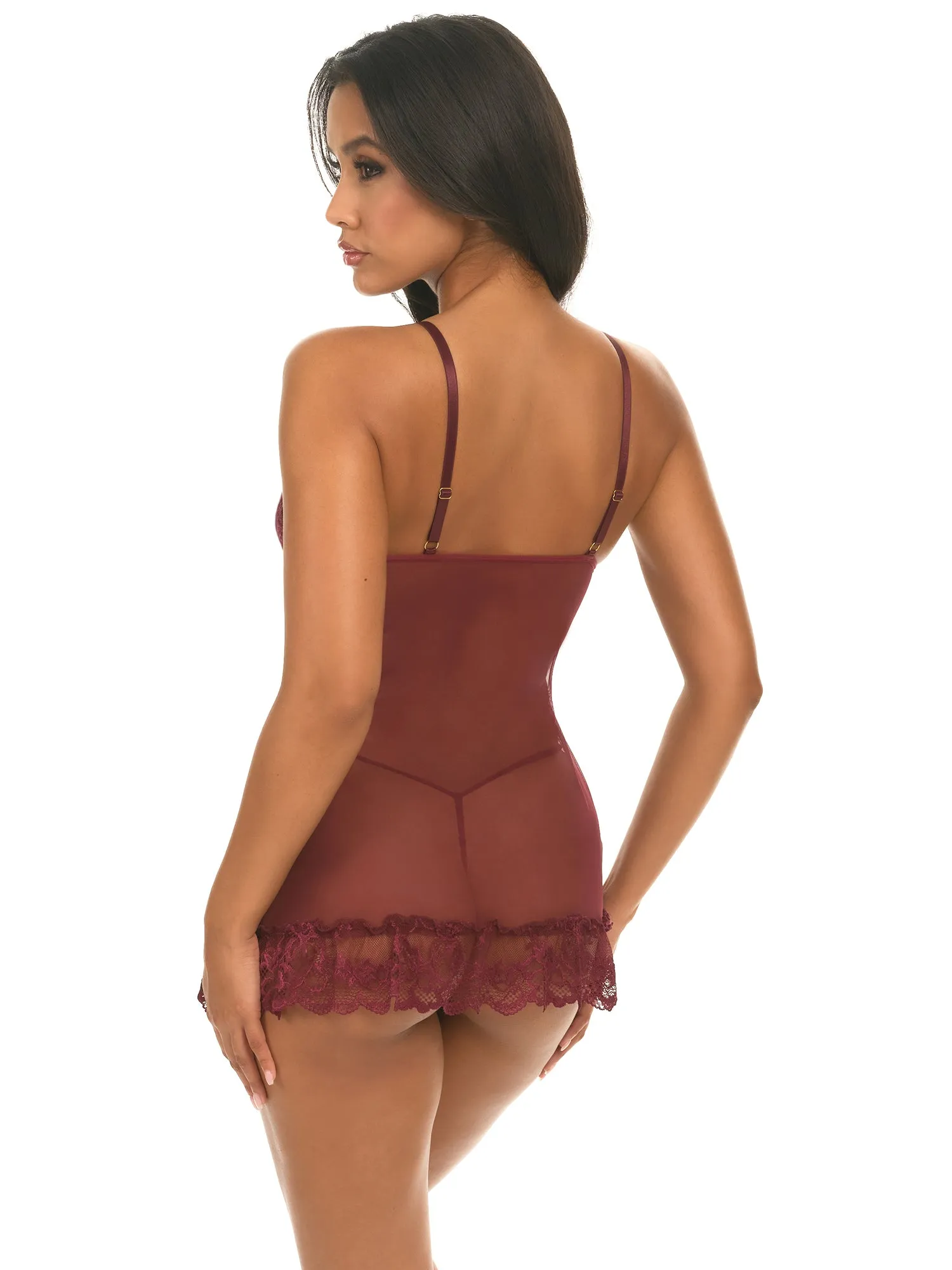 Valentine Lace Babydoll - Zinfandel