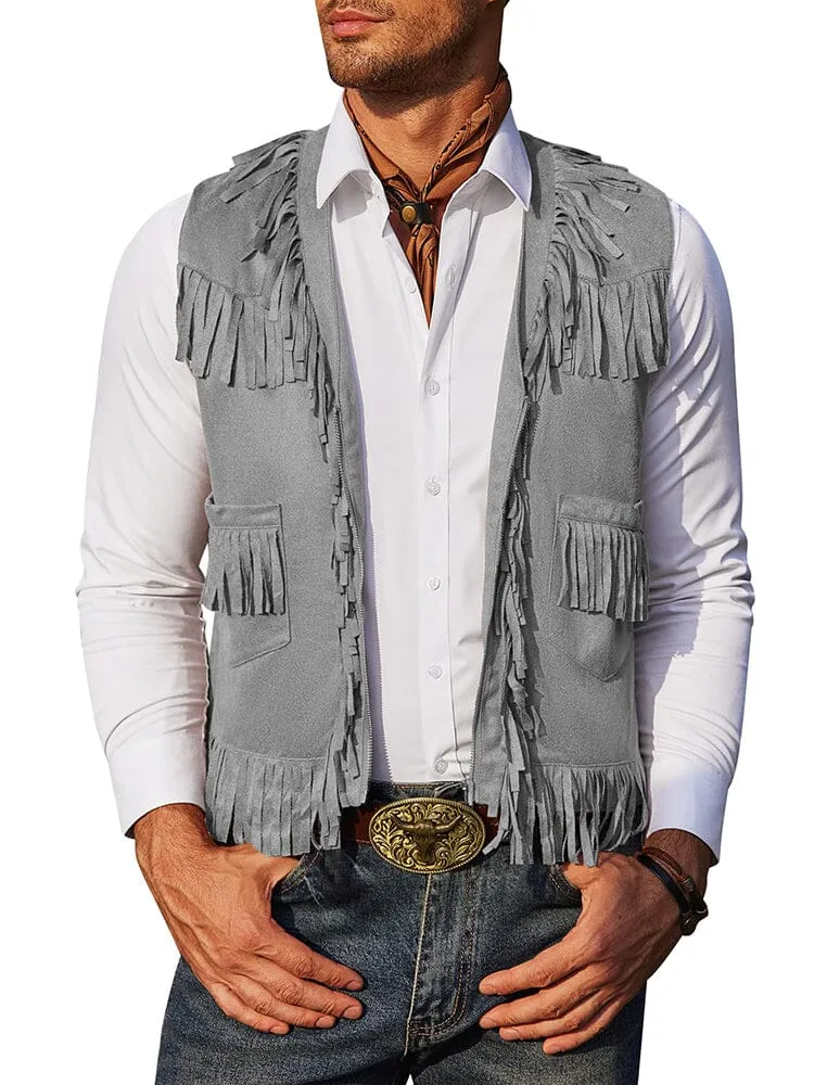 Western Cowboy Fringe Suede Vest (US Only)