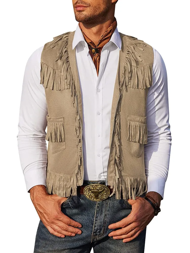 Western Cowboy Fringe Suede Vest (US Only)