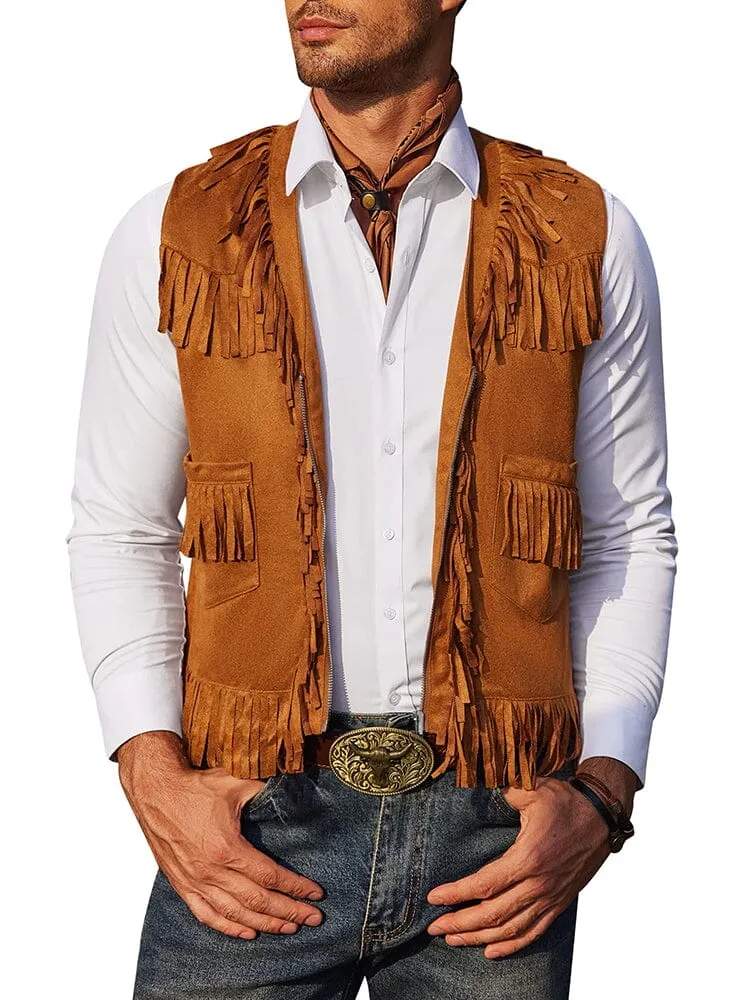 Western Cowboy Fringe Suede Vest (US Only)