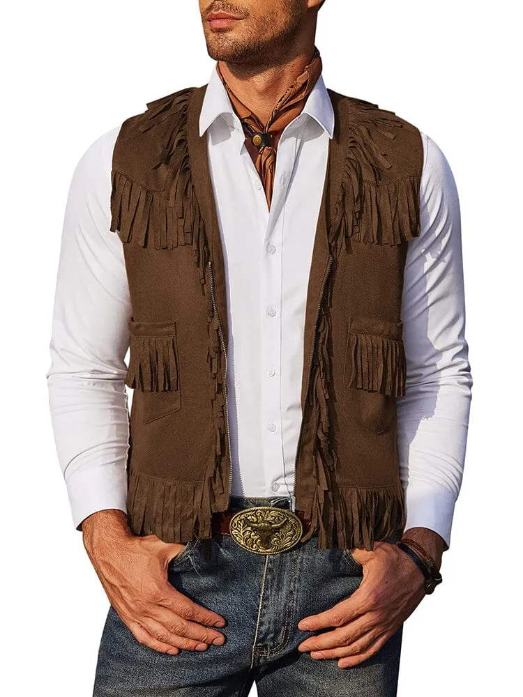 Western Cowboy Fringe Suede Vest (US Only)