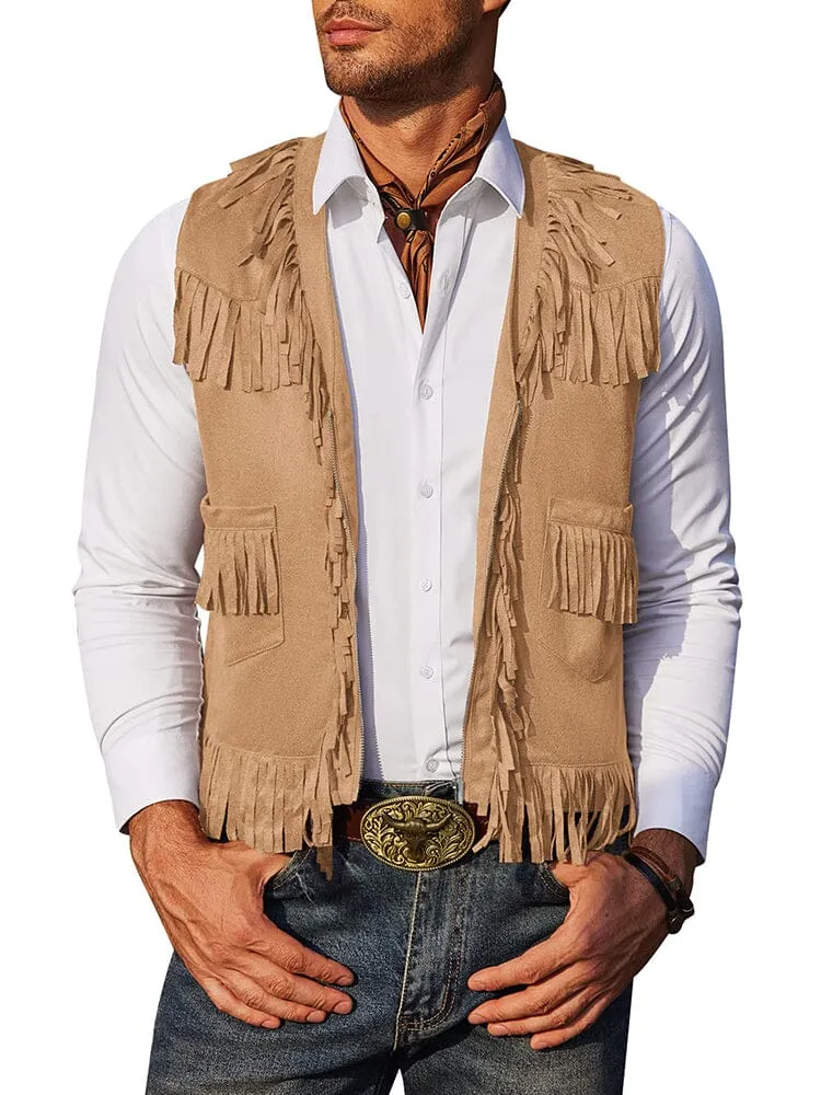 Western Cowboy Fringe Suede Vest (US Only)